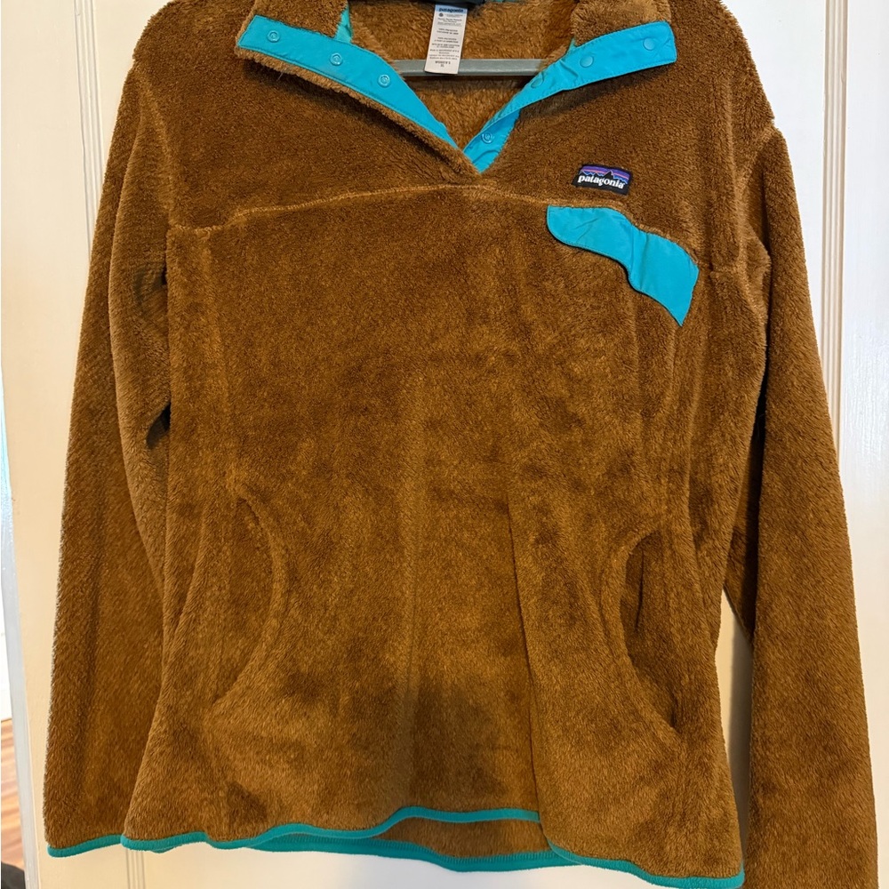 Patagonia Brown and Blue Fleece Jacket Women’s XL